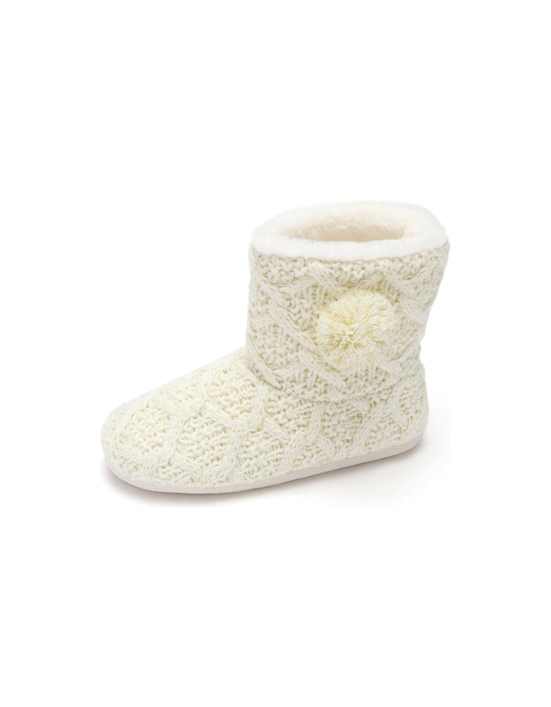 Pour Moi Cable Knit Bootie Slipper - Cream, 2 of 1