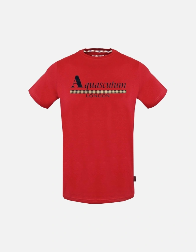 Check Strip Logo Red T-Shirt