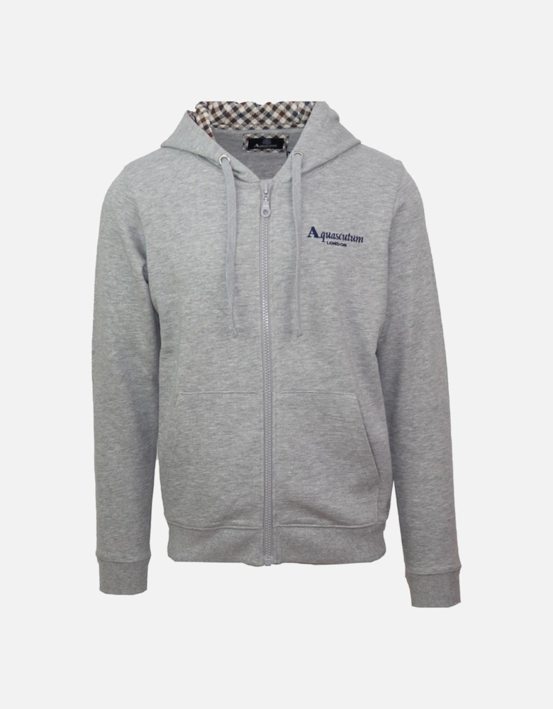 Classic Embossed Signature Logo Grey Zip-Up Hoodie