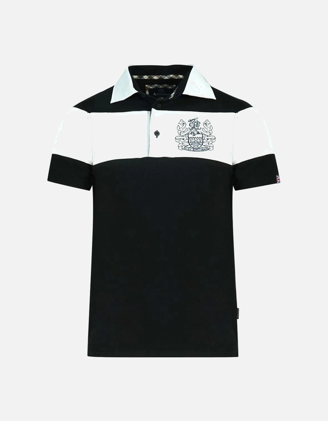 Colour Block Aldis Crest Chest Logo Black Polo Shirt, 3 of 2