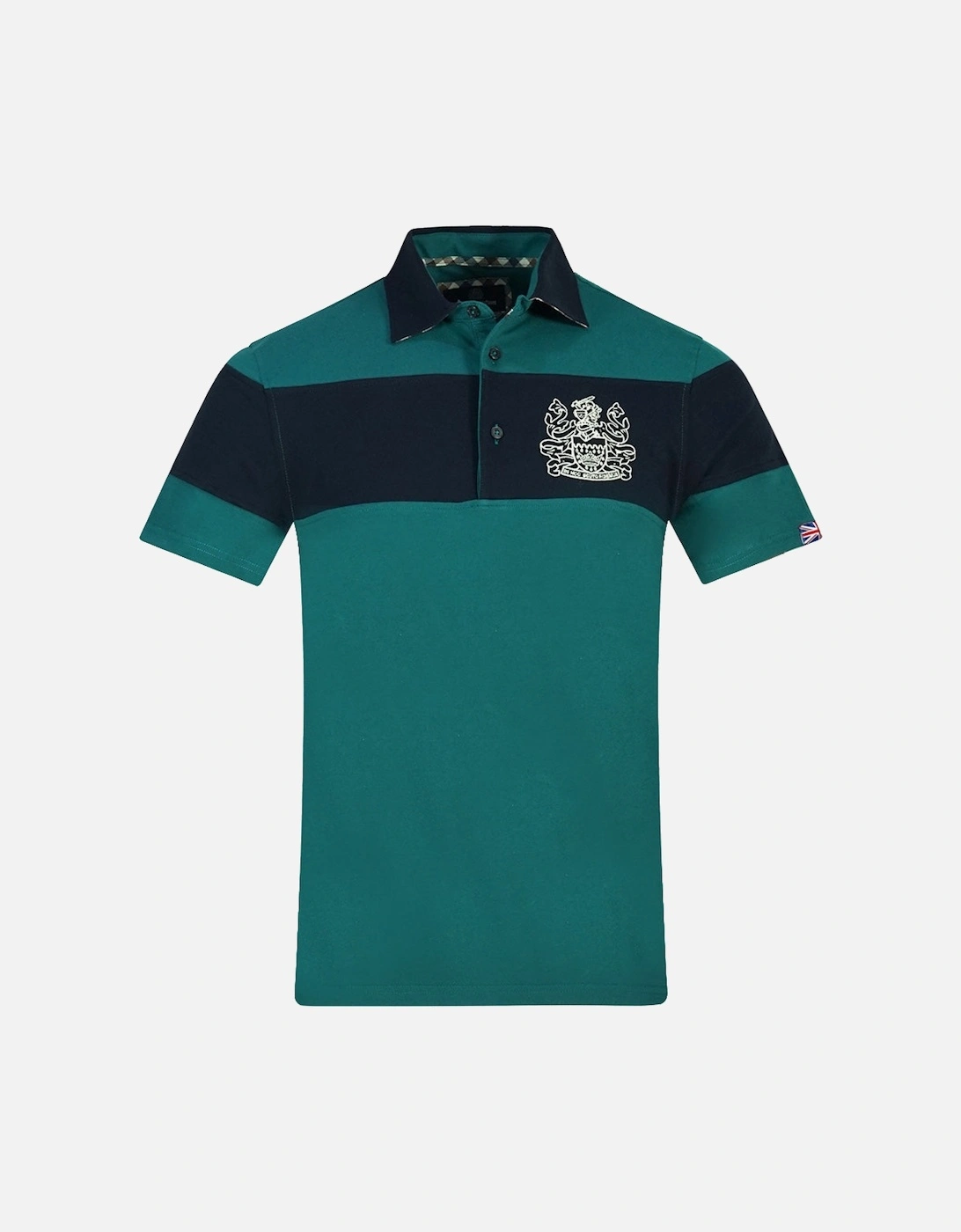Colour Block Aldis Crest Chest Logo Green Polo Shirt, 3 of 2