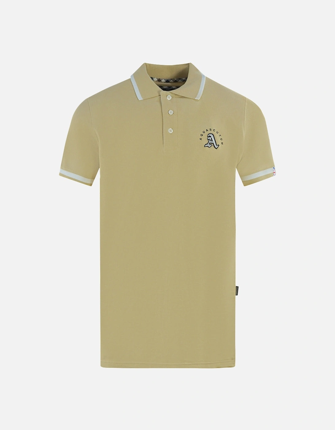 Embossed A Tipped Beige Polo Shirt, 3 of 2