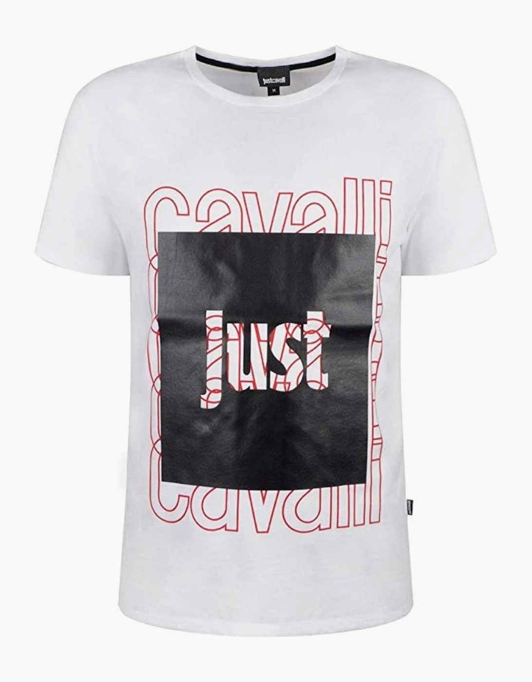 Men's Just Cavalli Box Logo White T-Shirt - Size: 38