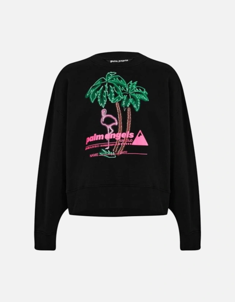 Ski Club Logo Crew Neck Black Sweater