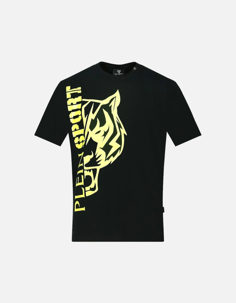 Plein Sport Yellow Bold Split Logo Black T-Shirt