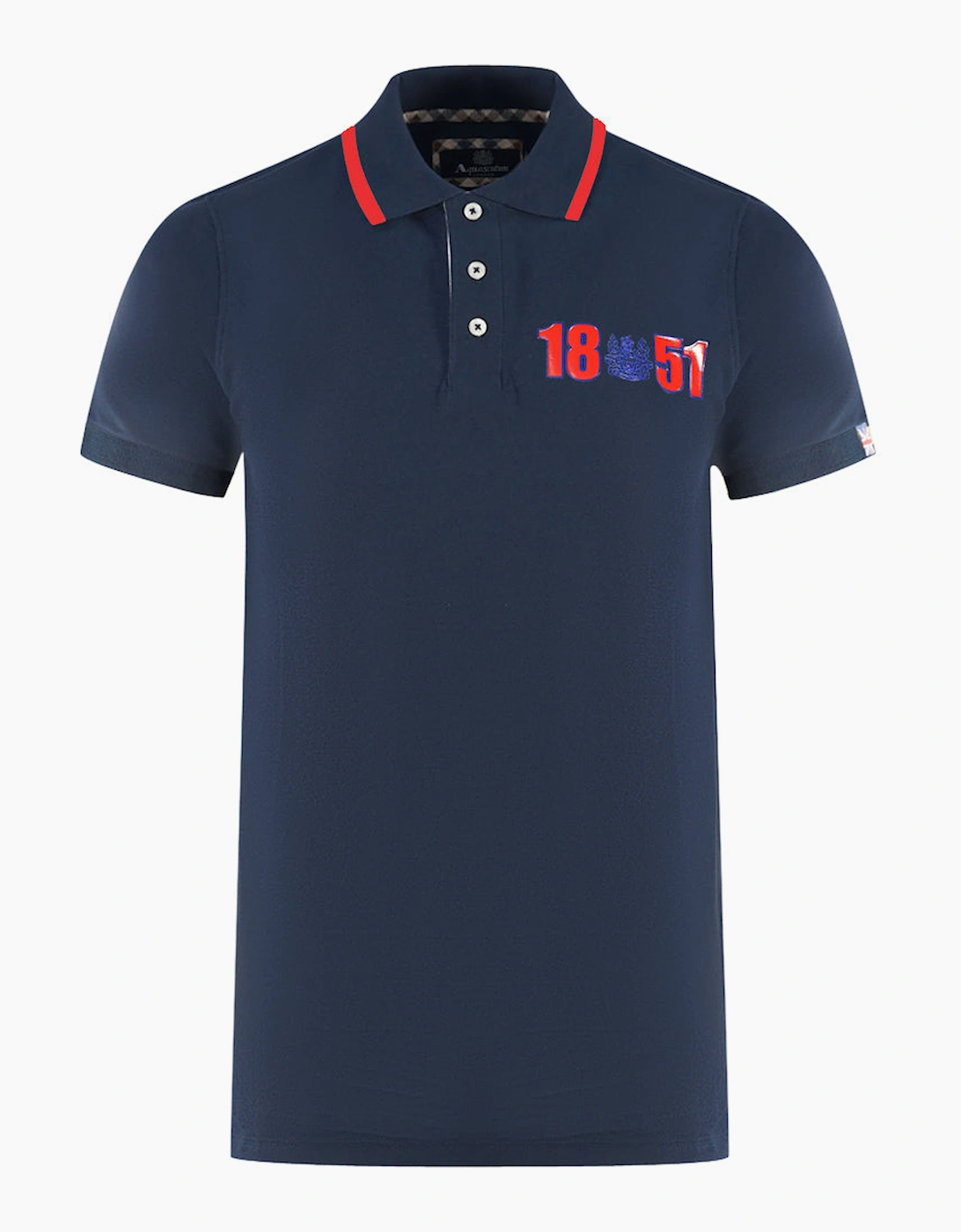 Aquascutum Men's Navy London 1851 Blue Polo Shirt - : Regular/36 S