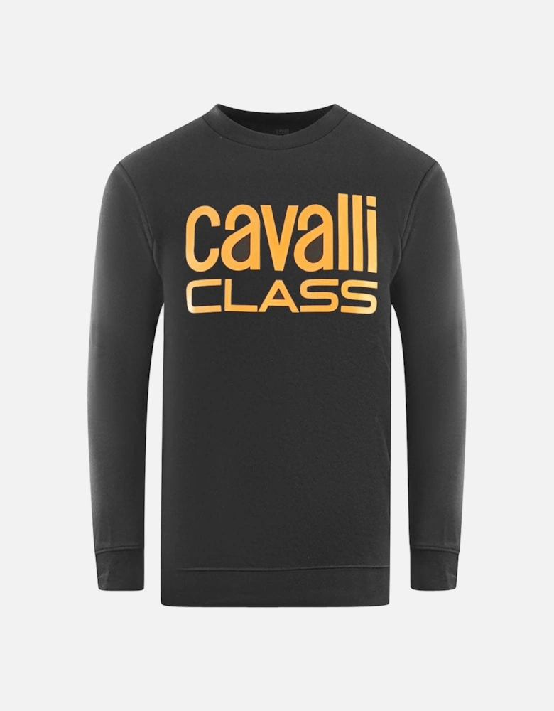 Cavalli Class Bold Brand Logo Black Sweatshirt