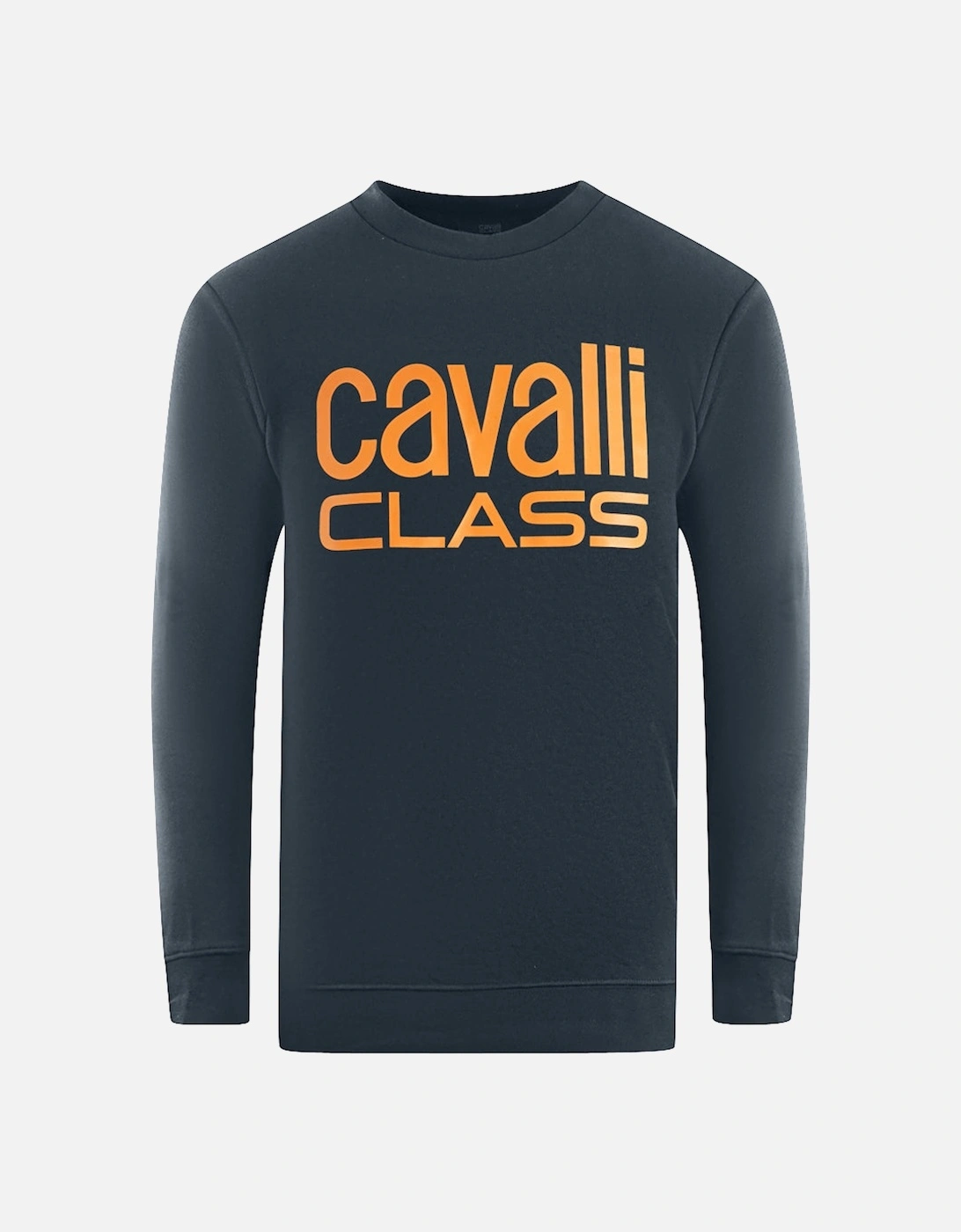 Cavalli Class Bold Brand Logo Navy Blue Sweatshirt, 3 of 2