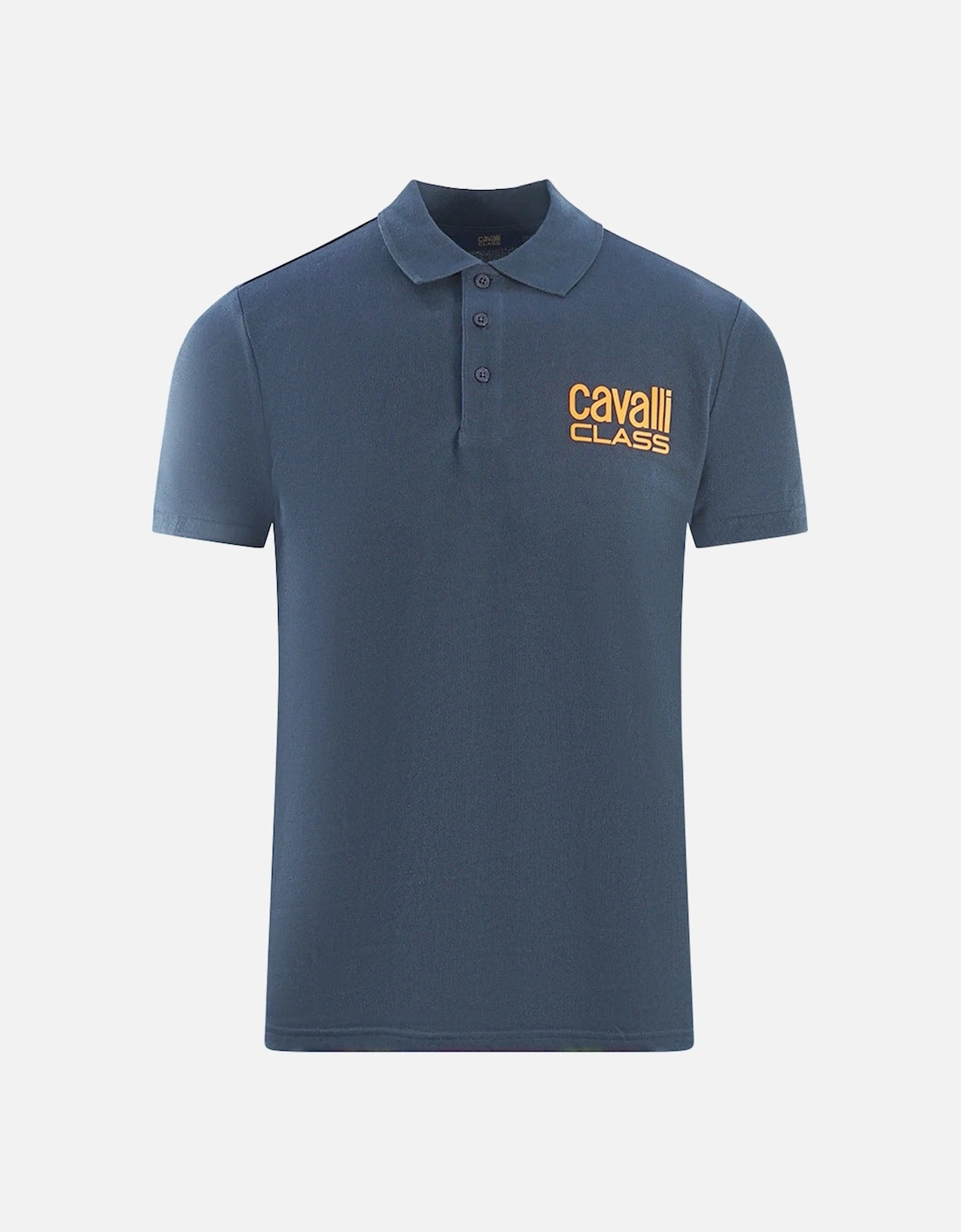Cavalli Class Bold Brand Logo Navy Blue Polo Shirt, 3 of 2