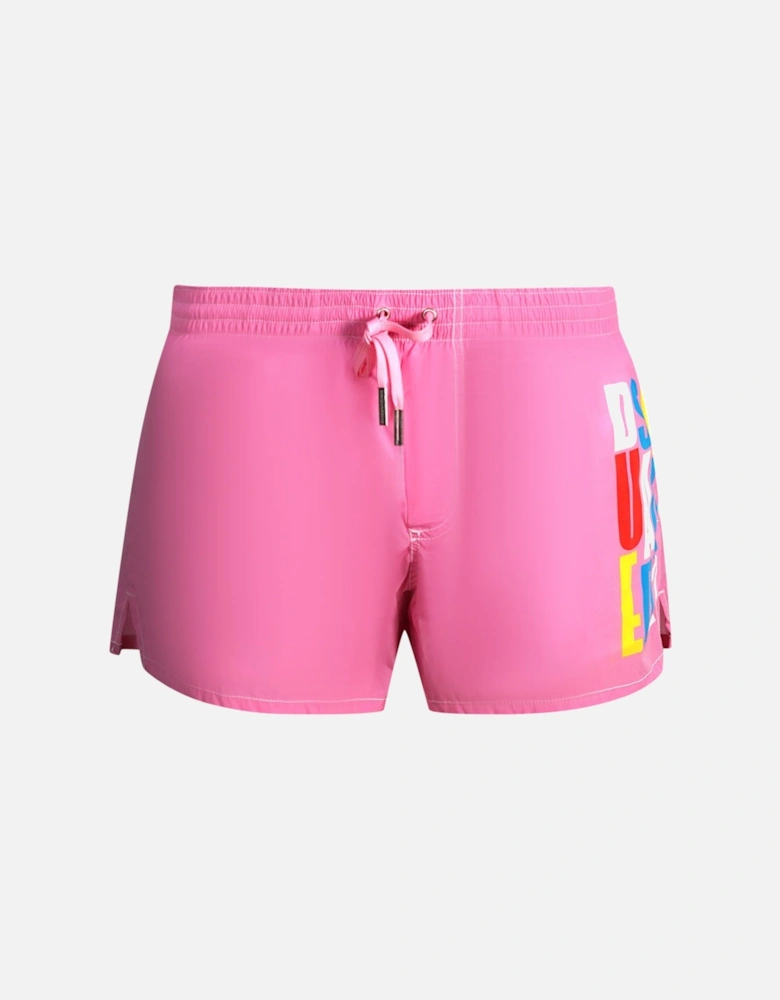 Multi-Colour Block Logo Pink Swim Shorts