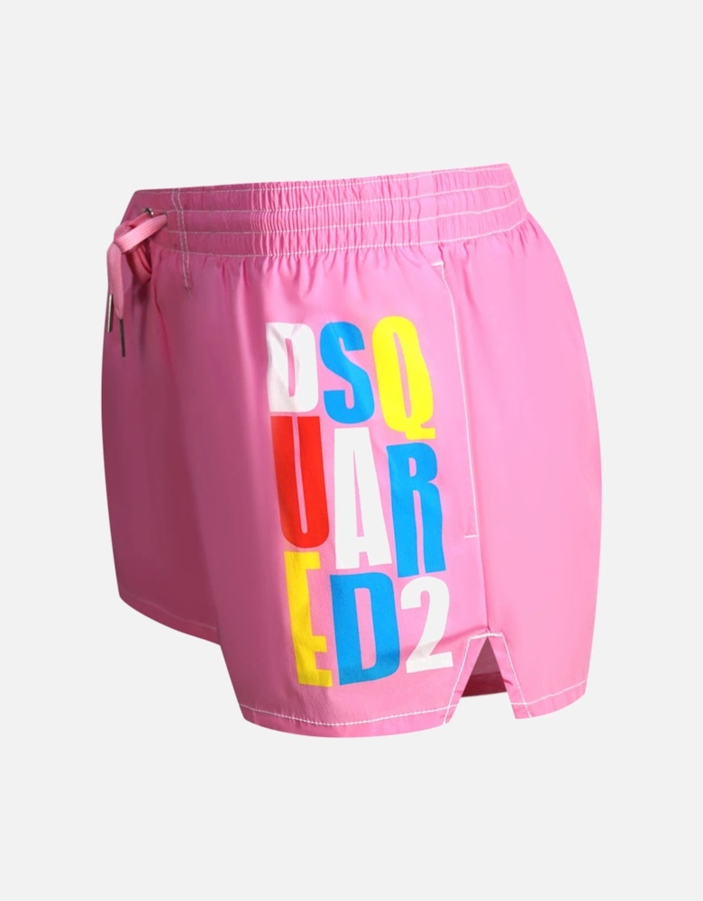 Multi-Colour Block Logo Pink Swim Shorts
