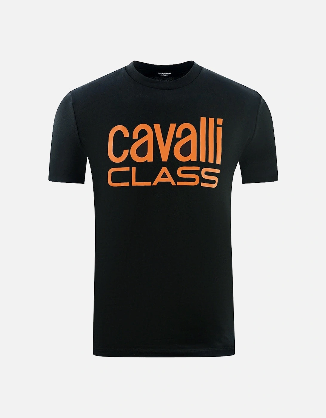 Cavalli Class Bold Orange Logo Black T-Shirt, 2 of 1