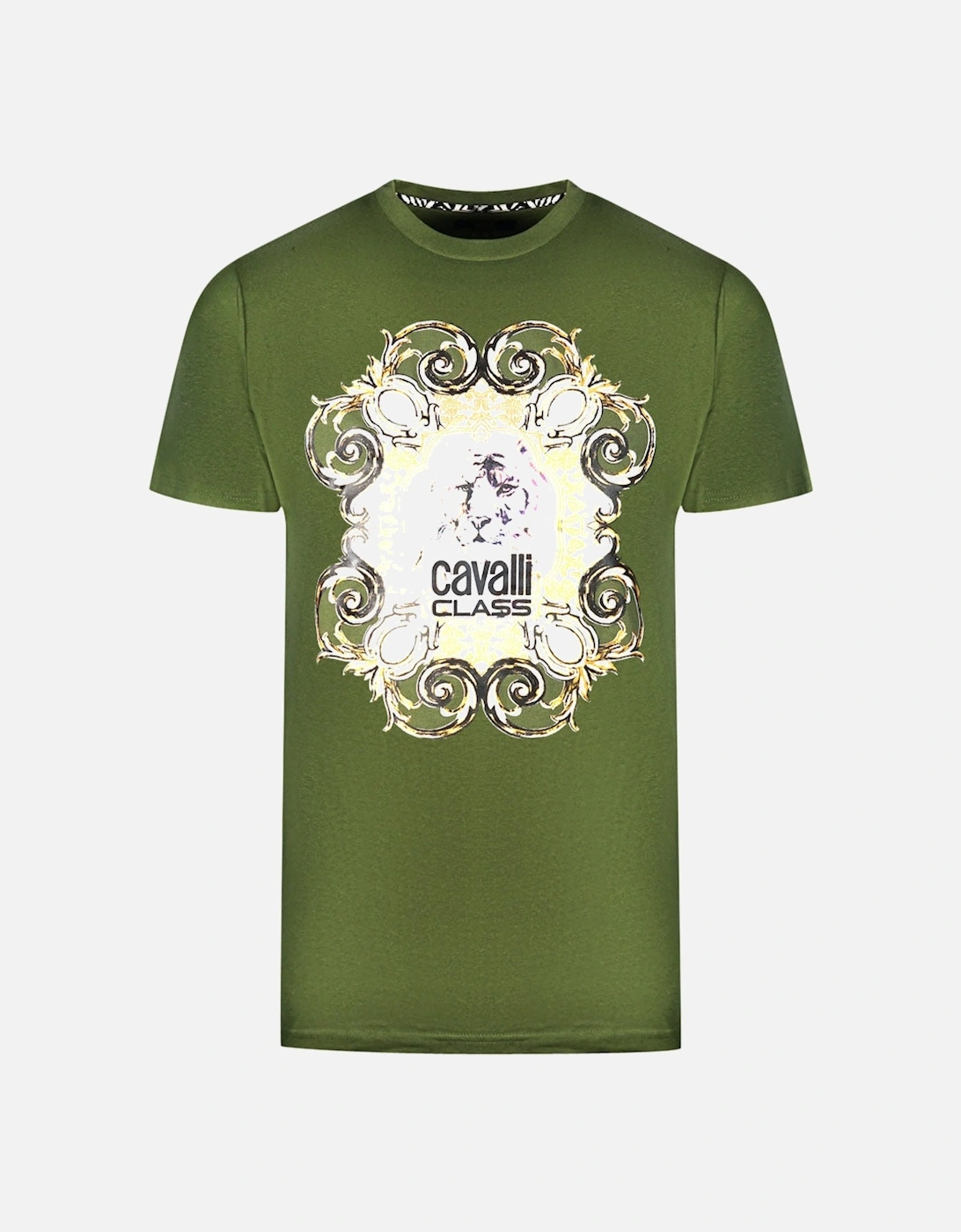 Cavalli Class Bold Tiger Emblem Design Green T-Shirt, 3 of 2