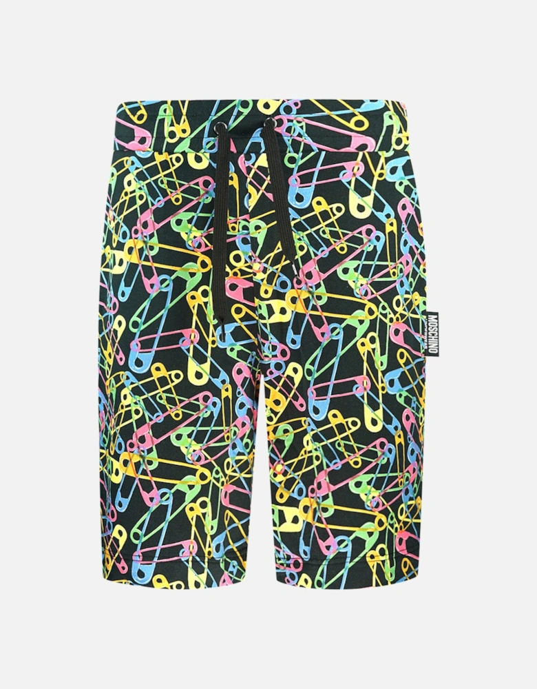 Multicolour Pin Design Black Shorts