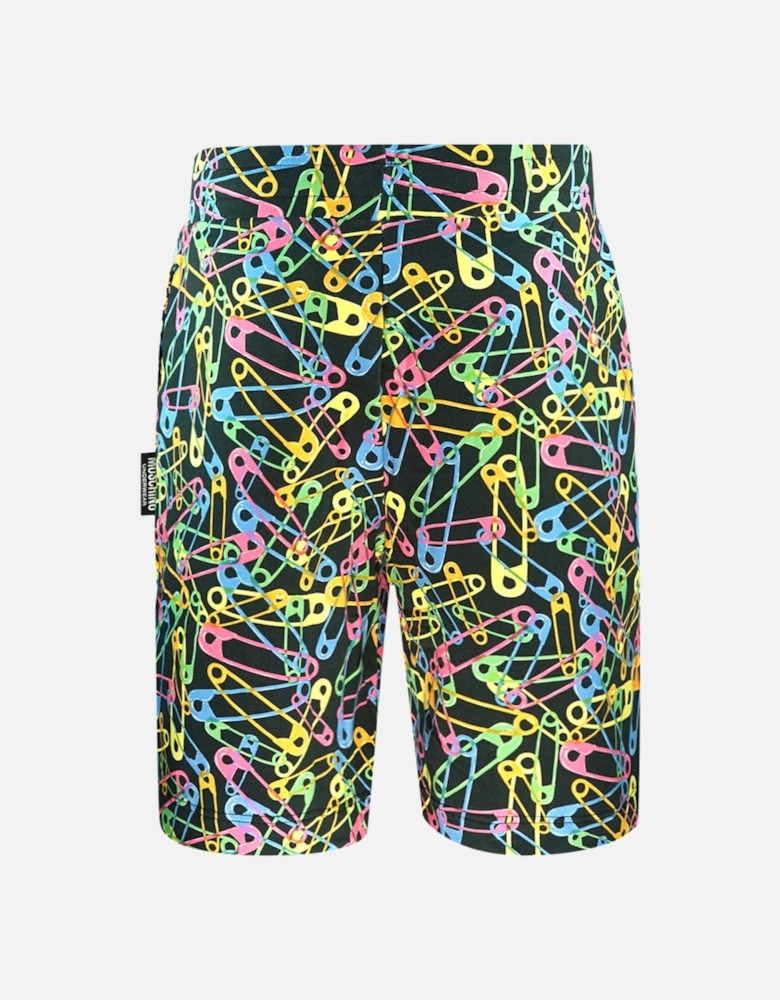 Multicolour Pin Design Black Shorts