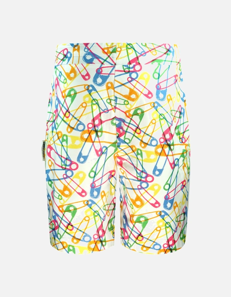 Multicolour Pin Design White Shorts