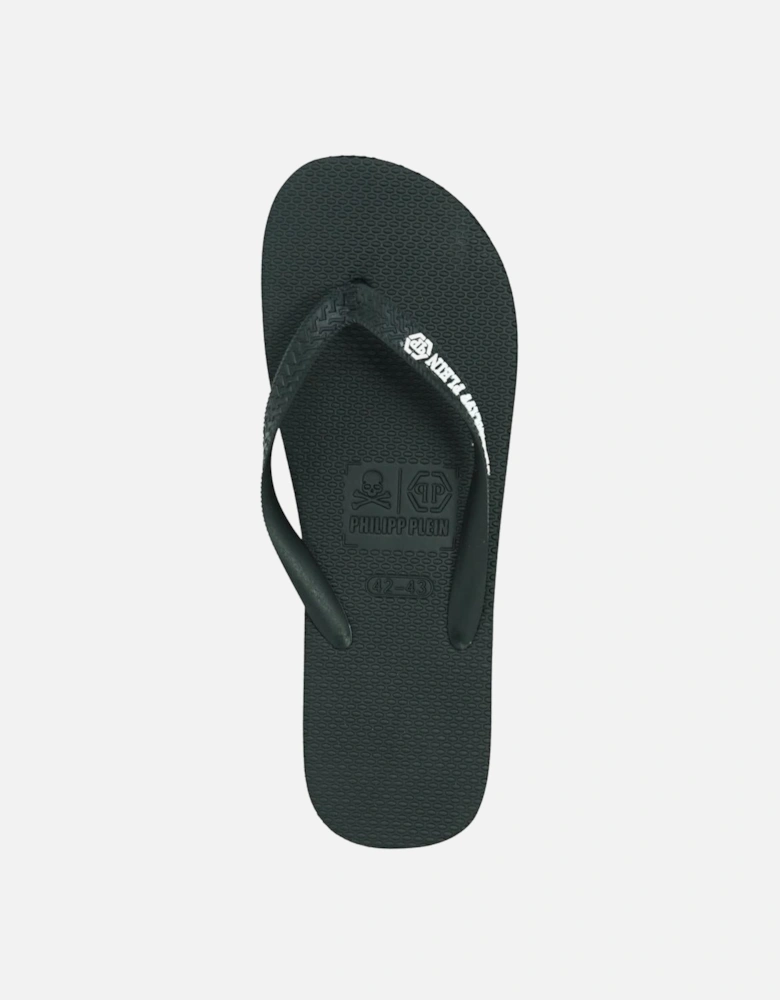 Brand Logo Black Black Flip Flops