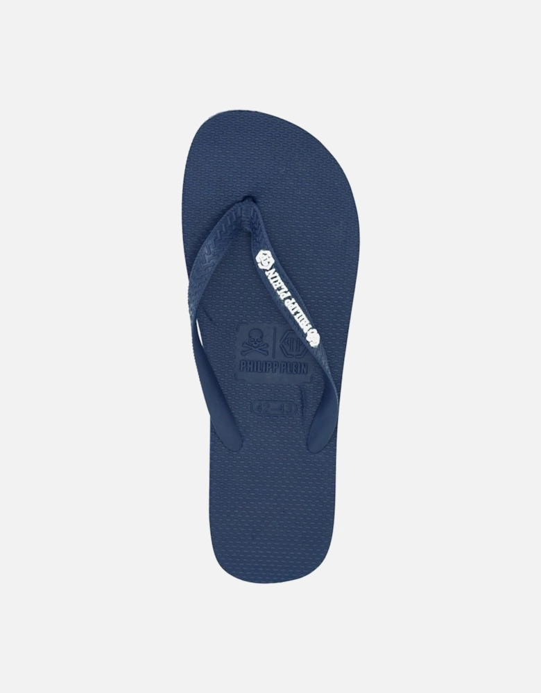 Brand Logo Navy Flip Flops