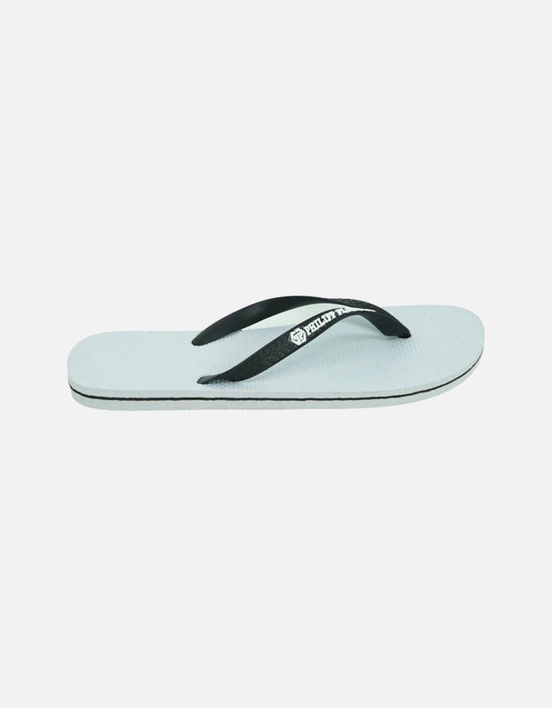 Brand Logo White Flip Flops