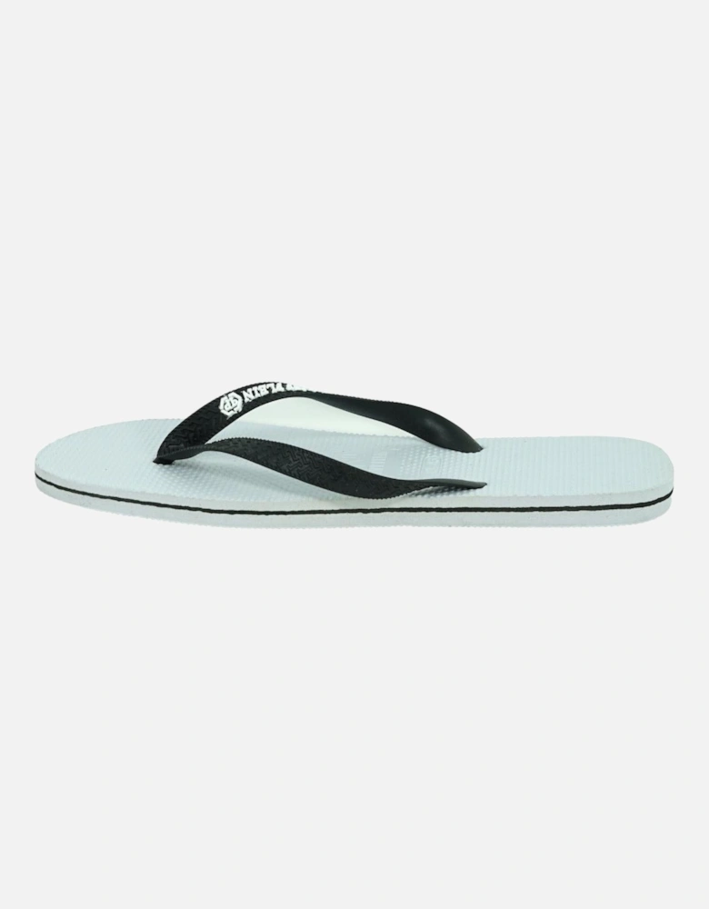 Brand Logo White Flip Flops