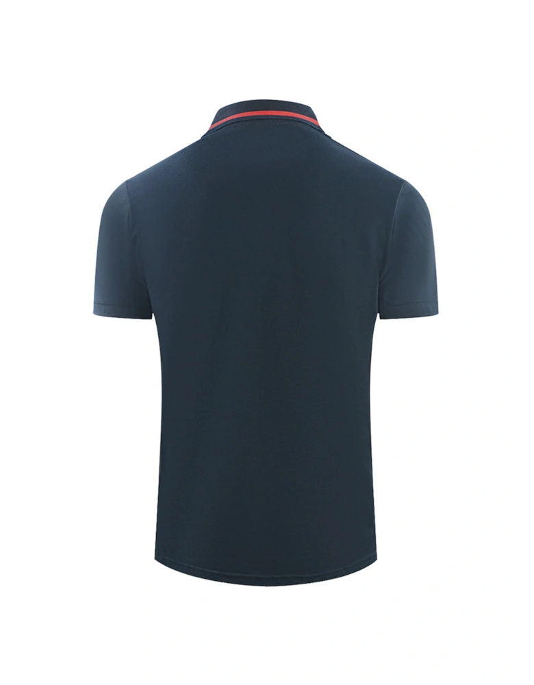 Cavalli Class Circular Snake Logo Navy Blue Polo Shirt