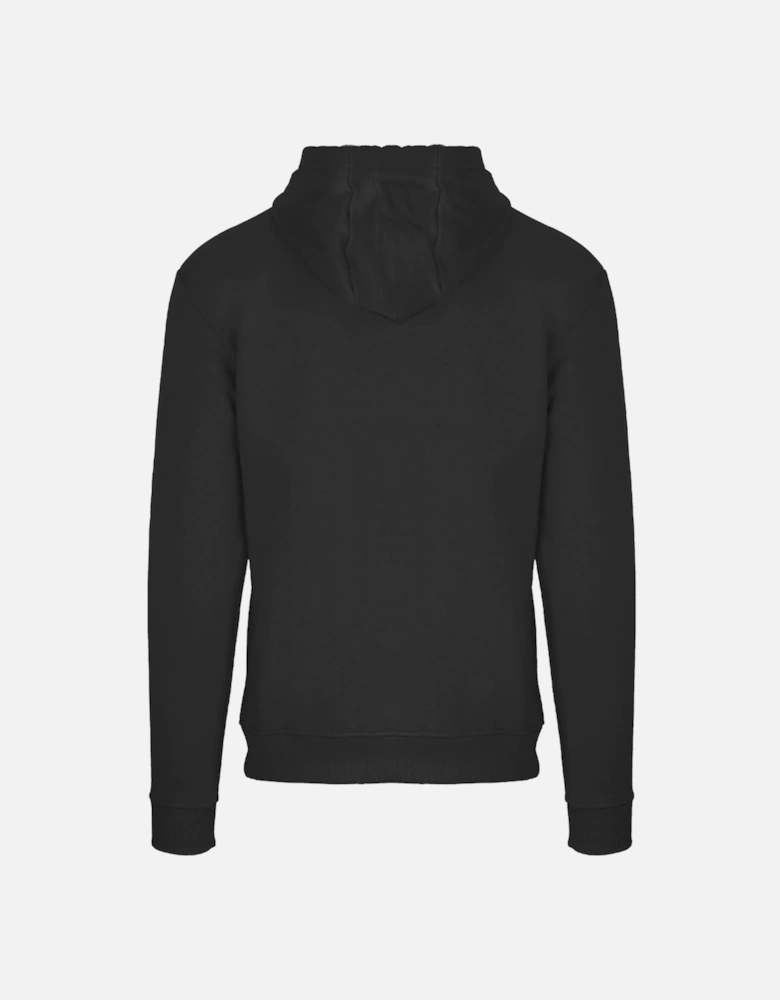 London Embossed Signature Logo Black Zip-Up Hoodie