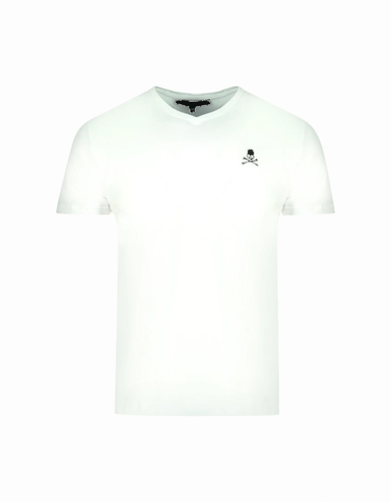 Skull And Crossbones Logo White Underwear V-Neck T-Shirt