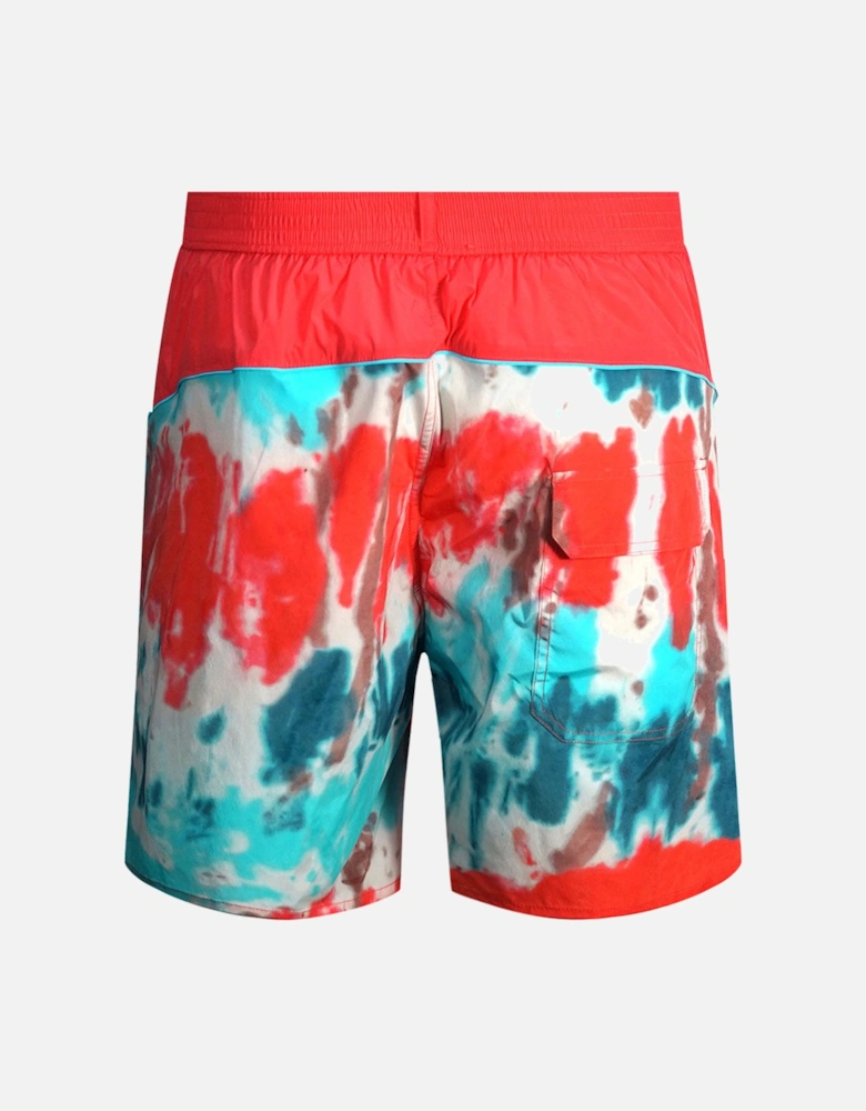 Tie Dye Design Red Swim Shorts