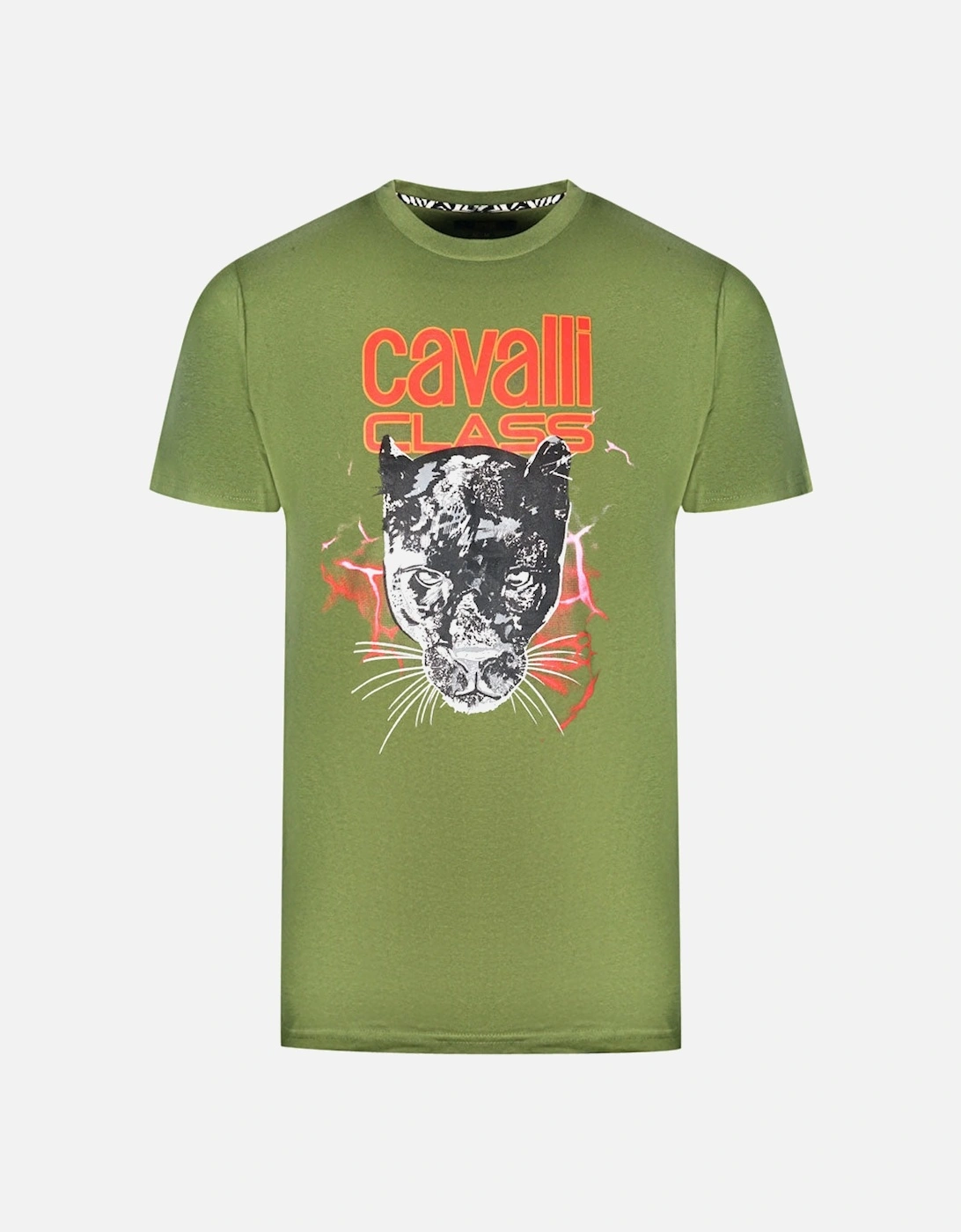 Cavalli Class Lightning Panther Design Green T-Shirt, 3 of 2