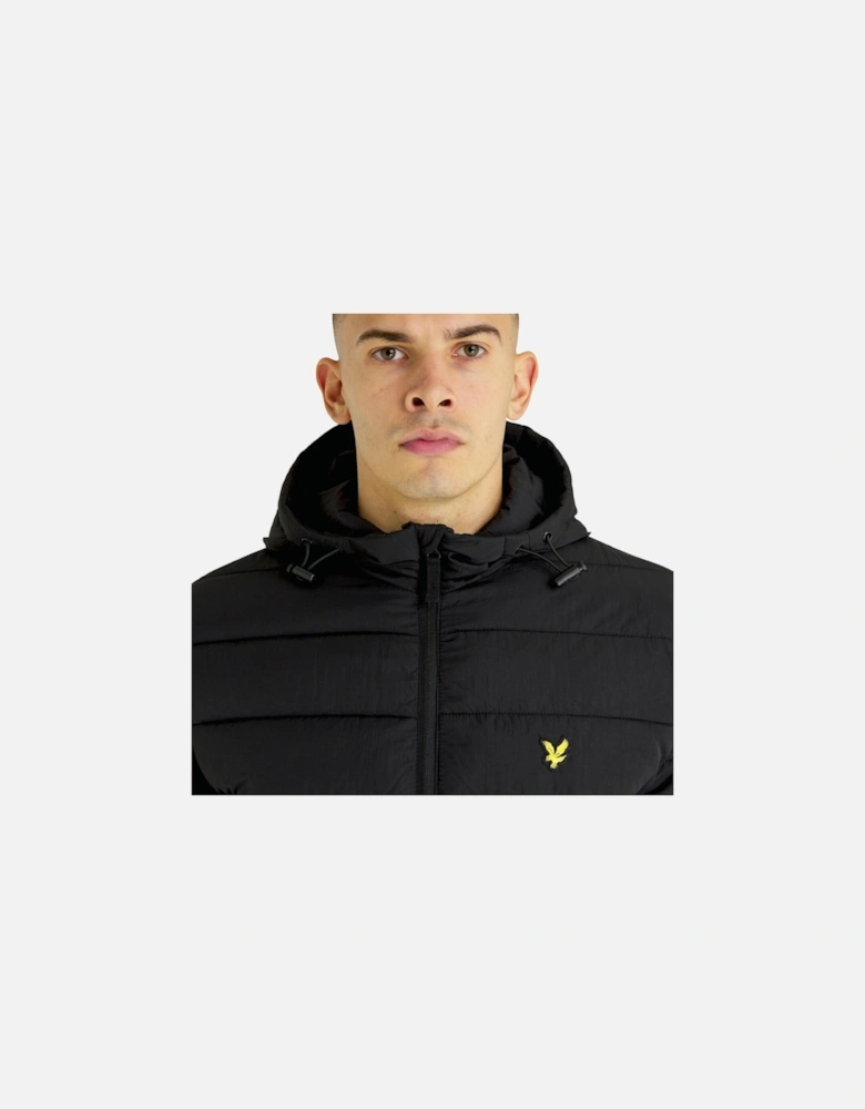 Lyle & Scott Branded Black Hooded Puffer Jacket