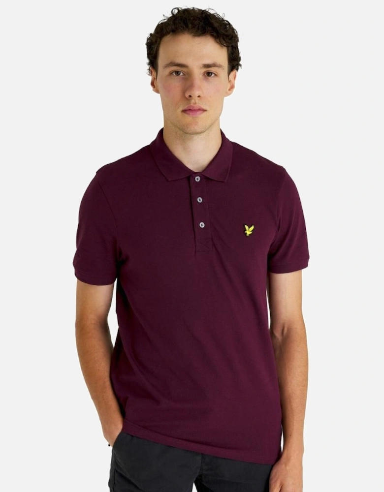 Lyle & Scott Branded Chest Logo Burgundy Polo Shirt