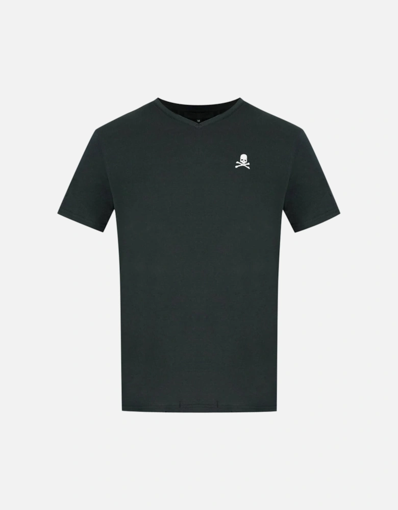 Skull And Crossbones Logo Black Underwear V-Neck T-Shirt