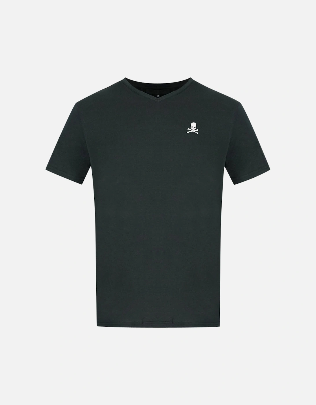 Skull And Crossbones Logo Black Underwear V-Neck T-Shirt, 3 of 2