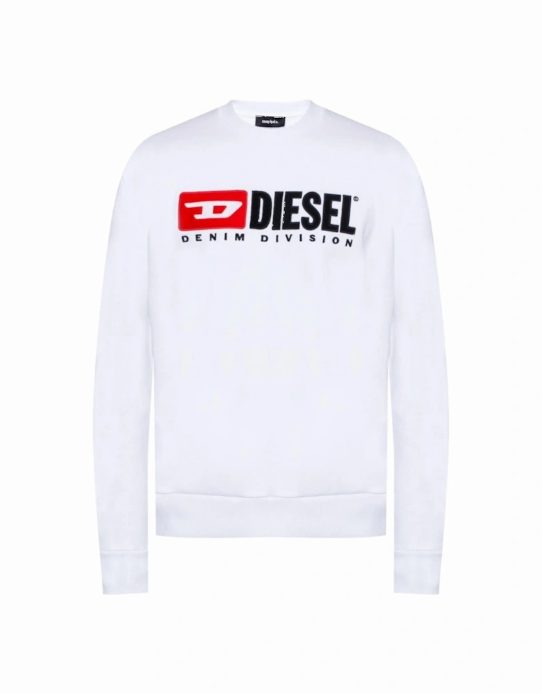 S-Crew-Division Logo White Sweatshirt