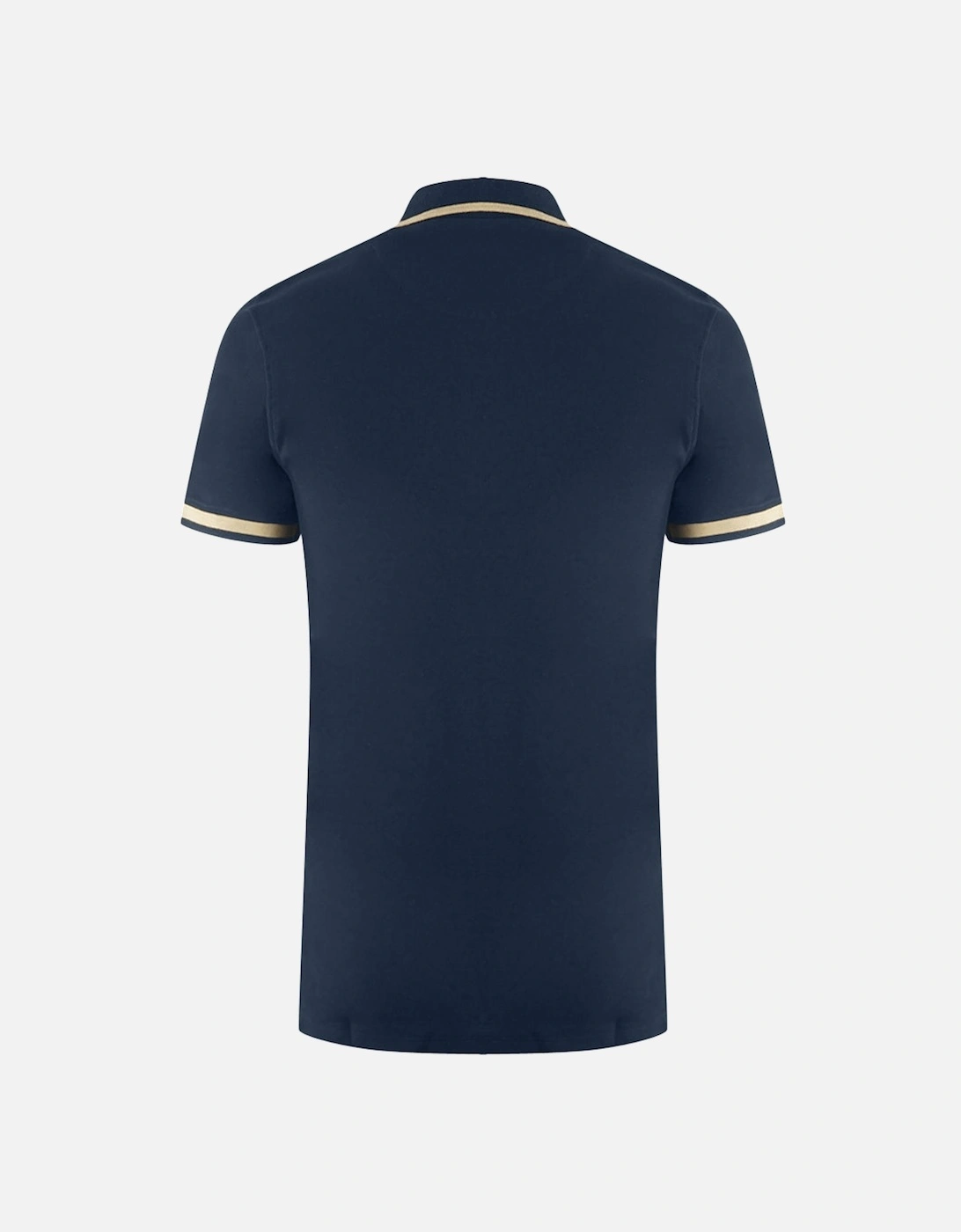 AQ 1851 Embroidered Tipped Navy Blue Polo Shirt