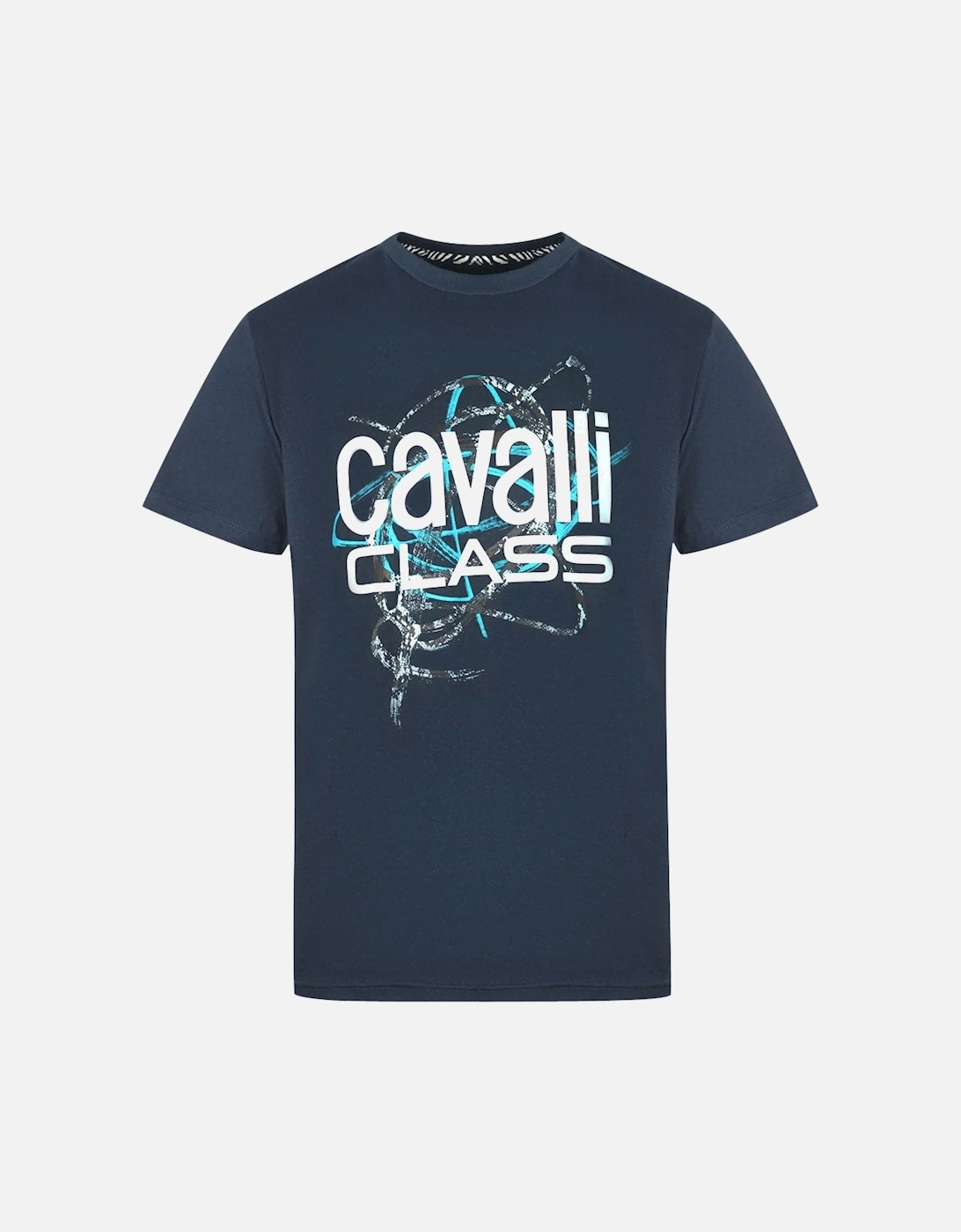 Cavalli Class Snake Skin Scribble Navy T-Shirt, 3 of 2