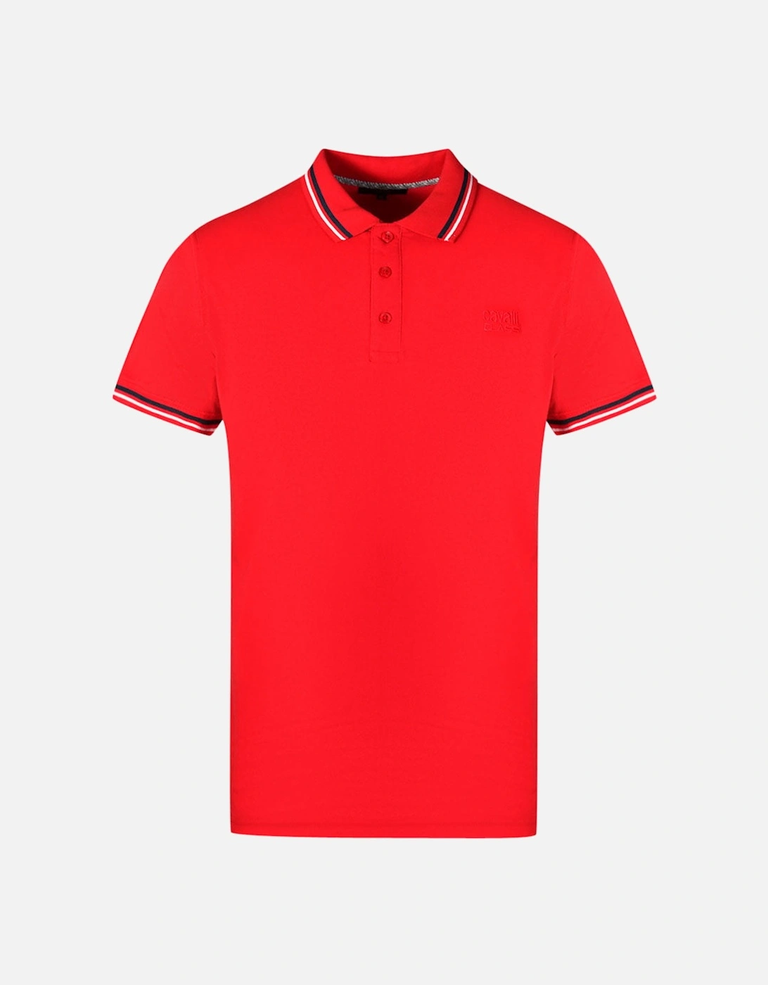 Cavalli Class Twinned Tipped Collar Red Polo Shirt, 3 of 2