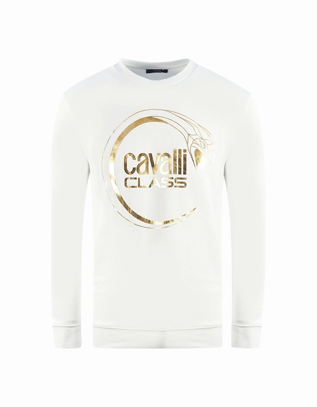 Cavalli Class Piercing Snake Logo White Sweatshirt, 3 of 2
