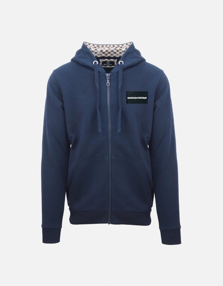 Box Gothic Logo Navy Blue Zip-Up Hoodie