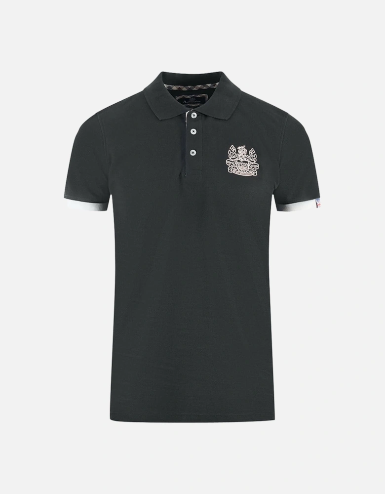 Branded Collar Black Polo Shirt