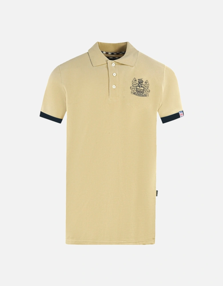 Branded Collar Beige Polo Shirt