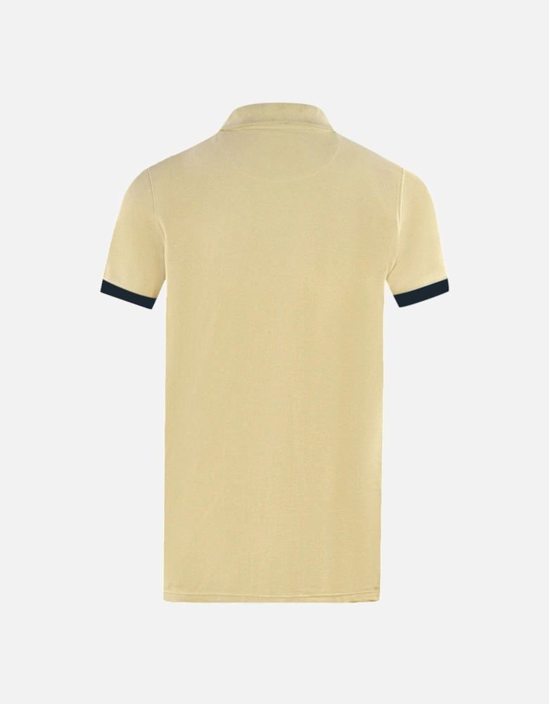 Branded Collar Beige Polo Shirt