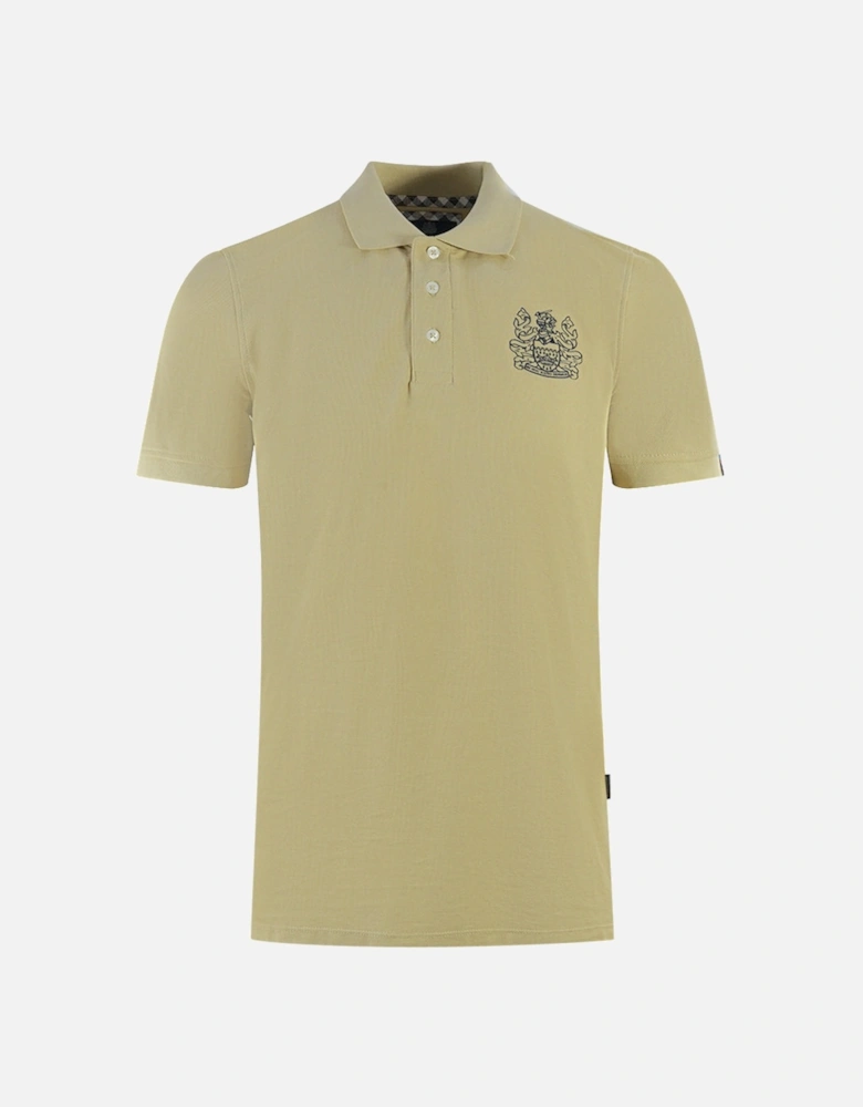 Branded Sleeve Beige Polo Shirt