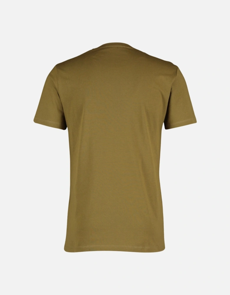 Brand Embossed Logo Khaki Green T-Shirt