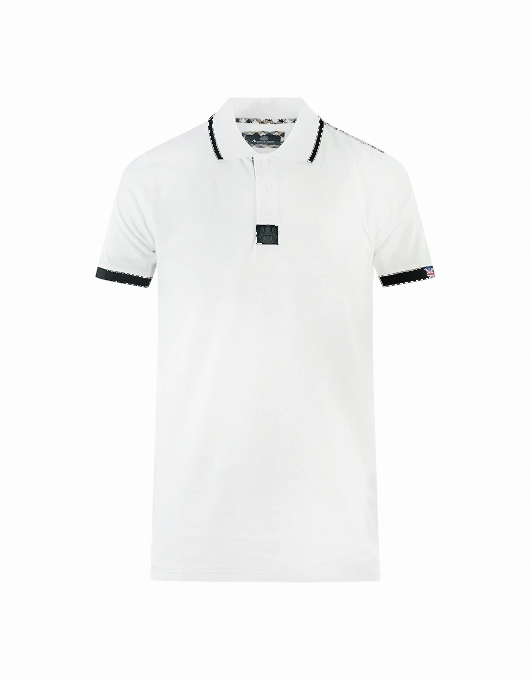 Branded Shoulder Tipped White Polo Shirt, 5 of 4