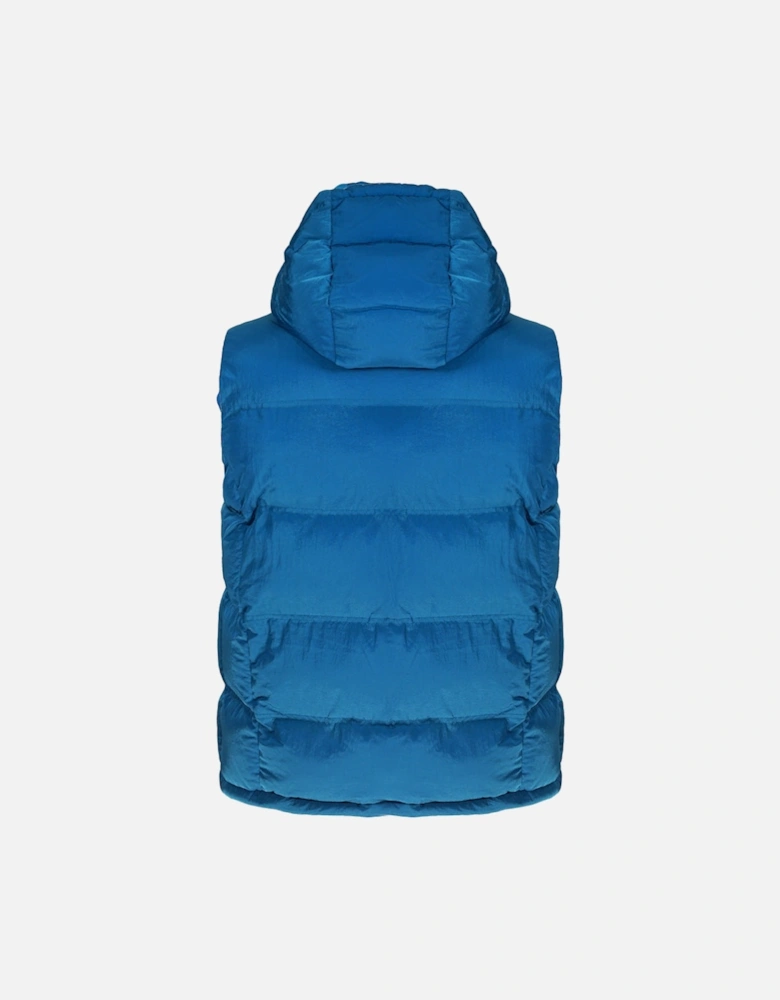 Block Logo Bright Blue Hooded Vest Jacket