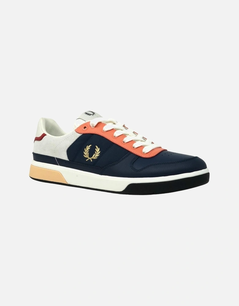 B8293 907 Navy Blue Leather Trainers