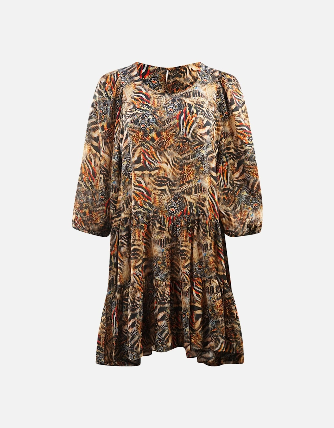 Golden Eagle 120214 Brown Long Sleeve Silk Ruffle Layered Dress, 3 of 2