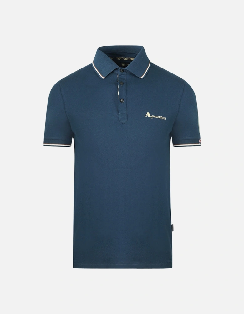 Brand Logo Blue Polo Shirt