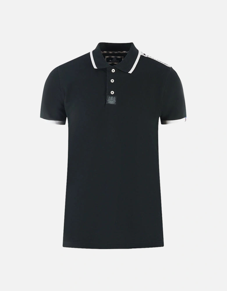 Branded Shoulder Tipped Black Polo Shirt